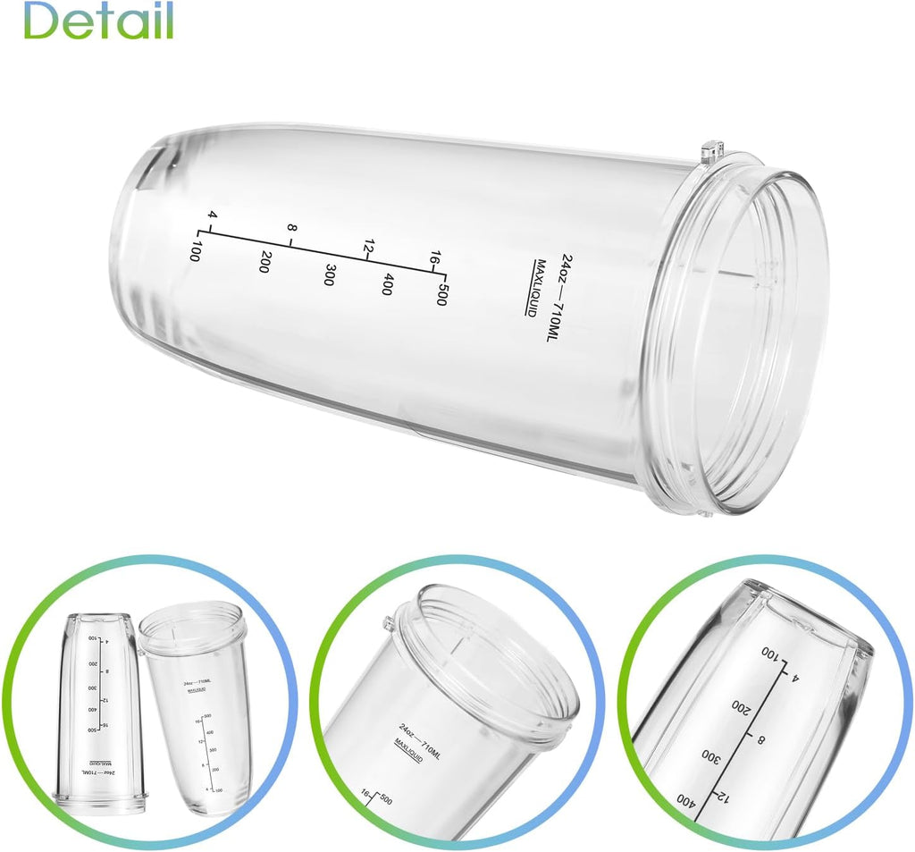24oz Blender Cups with To-Go Lids and 7 Fins Extractor Blade E1759