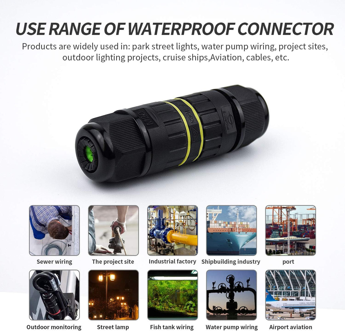 IP68 Waterproof 2-Pin M20 Cable Junction Box Pack of 2 V5595