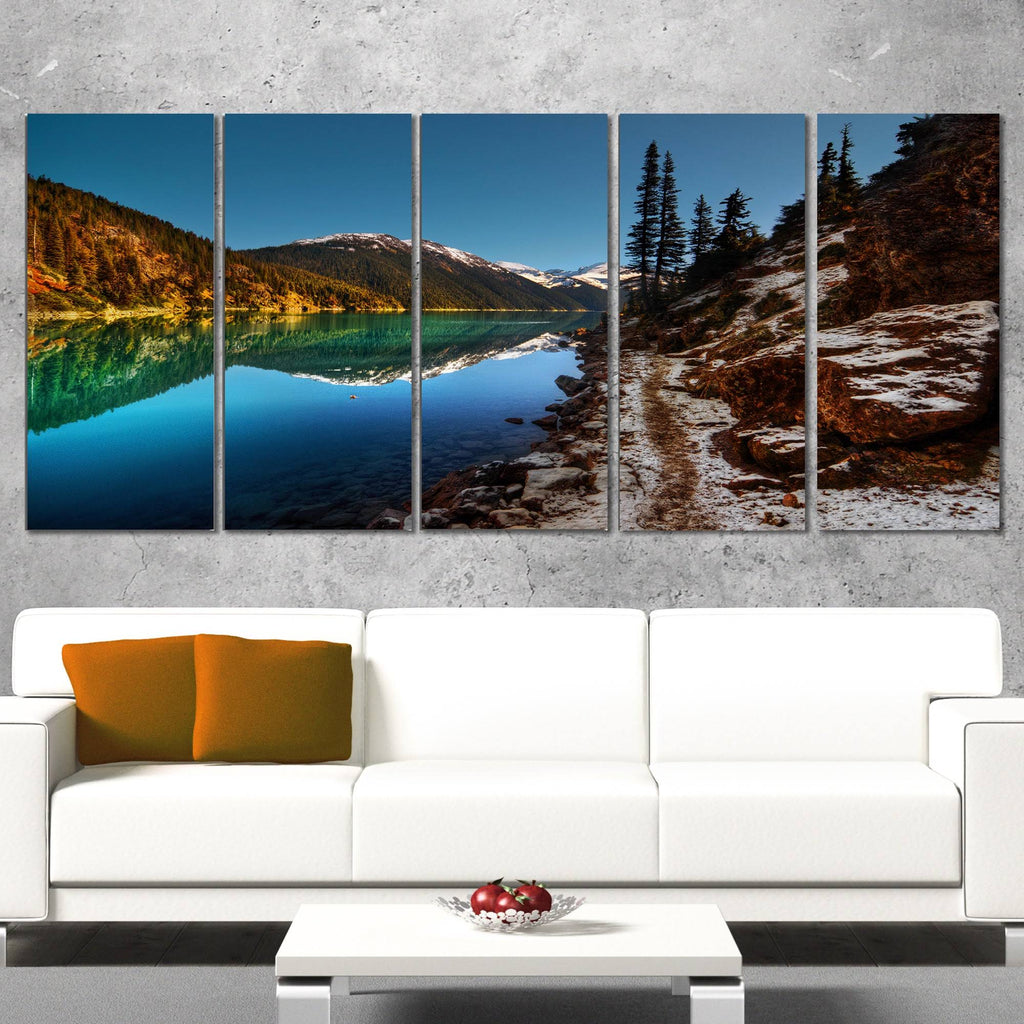 Blue Clear Lake with Mountains Art Canvas P85961