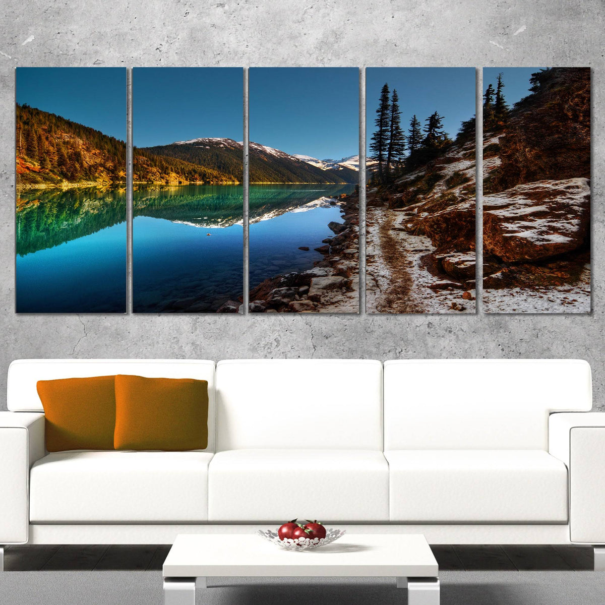 Blue Clear Lake with Mountains Art Canvas P85961
