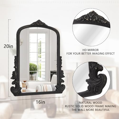 Black Antique Arched Wooden Frame Mirror Z9085
