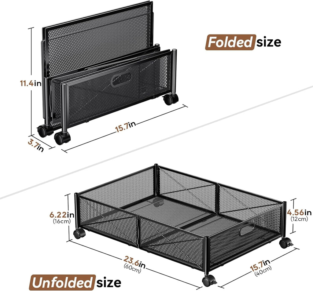 2 Pack Metal Underbed Storage Drawer with Wheels I34995