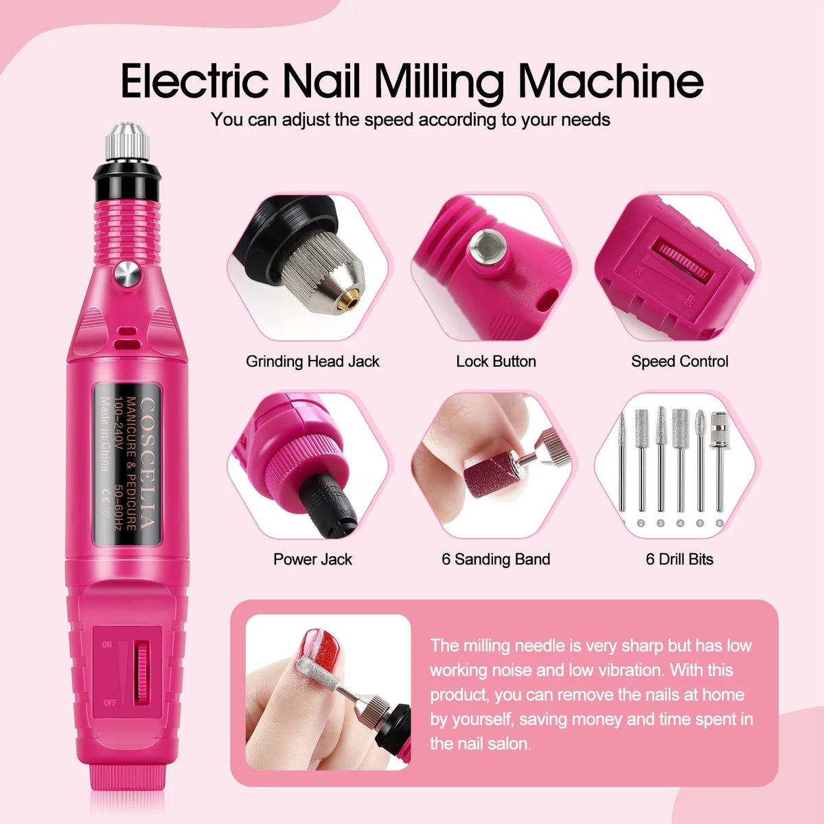 Acrylic Nail Kit with UV Light Nail Drill 3 Basic Color MMA Liquid Set X6794