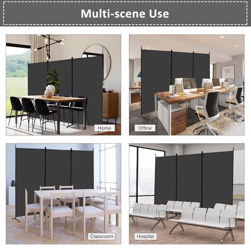3 Panel Folding Fabric Room Divider, 102" W x 71" H (Black) S947799