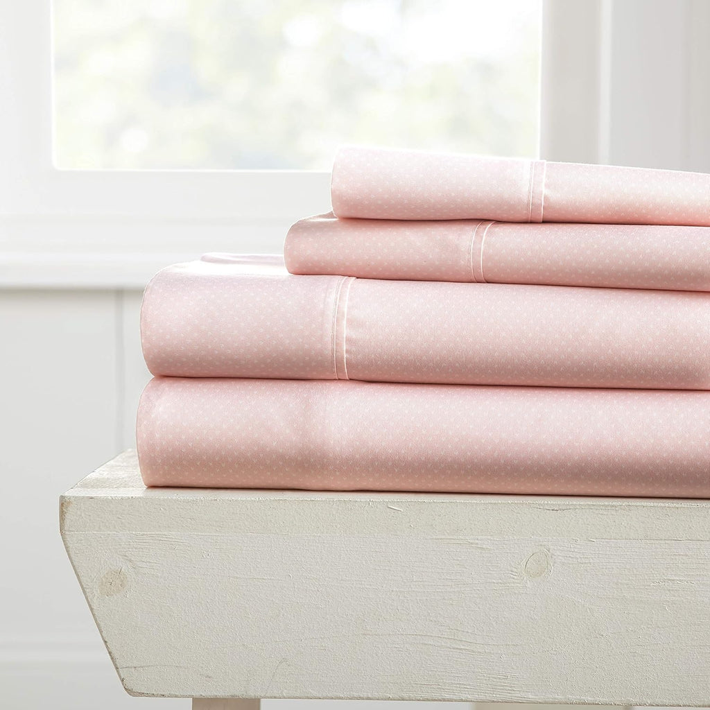 Rose Pattern 4 Piece Bed Sheet Set Queen Light Gray B561