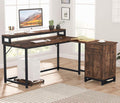L Shaped Computer Desk with Drawer and Storage Cabinet D1509