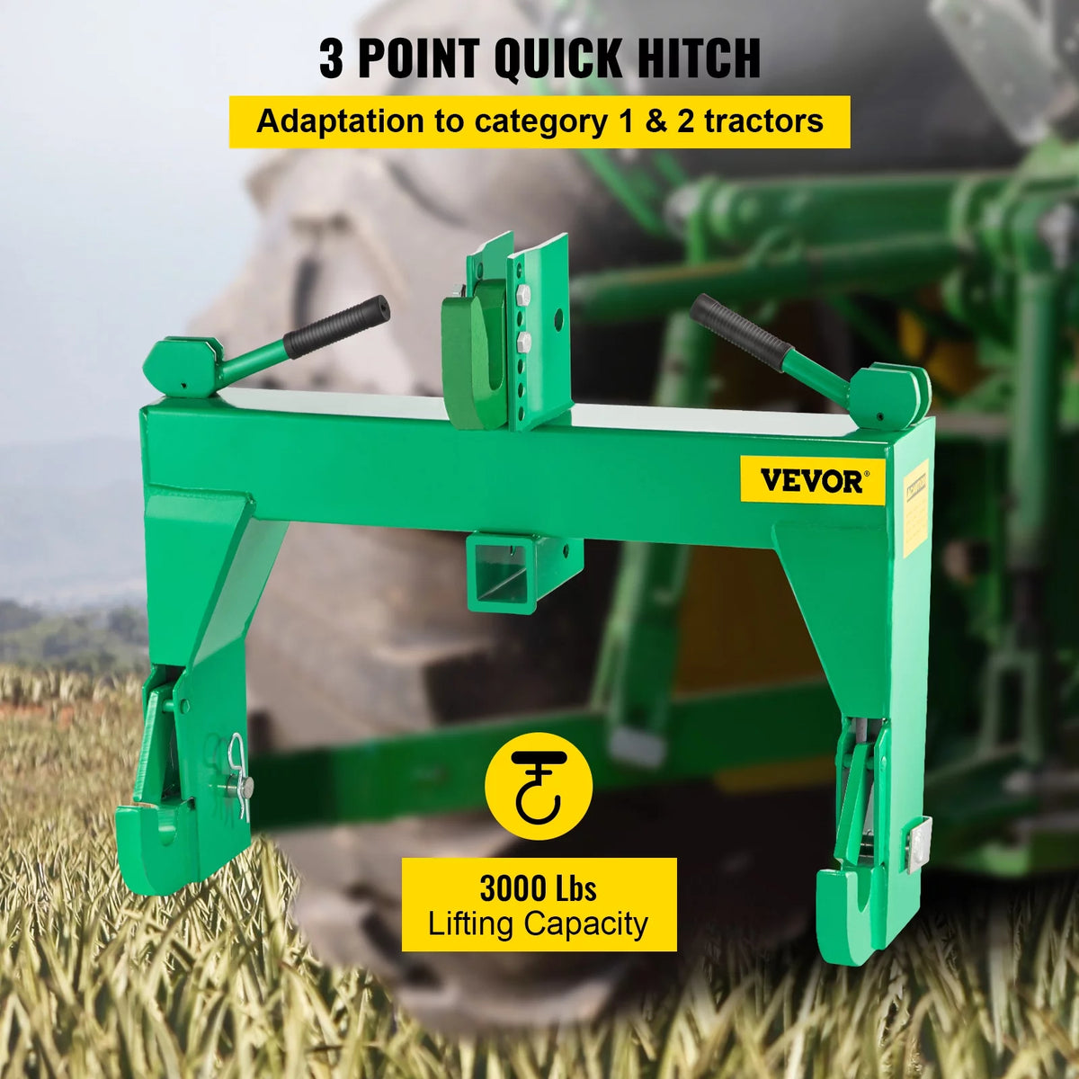 3-Point Quick Hitch, 3000 lbs Lifting Capacity, Category 1 & 2 X779178