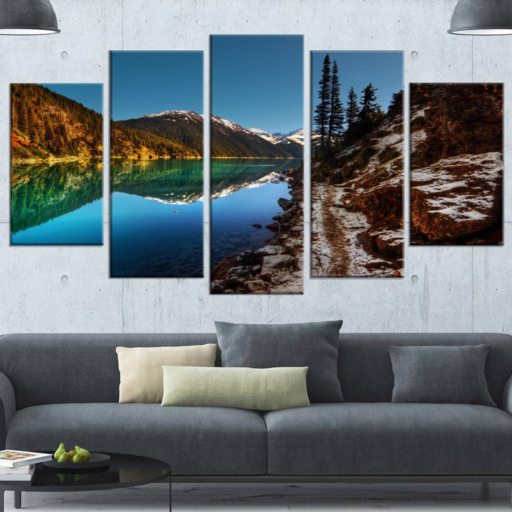 Blue Clear Lake with Mountains Art Canvas P85961