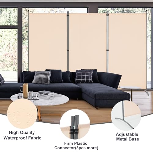 3 Panel Folding Fabric Room Divider, 102" W x 71" H (Black) S947799