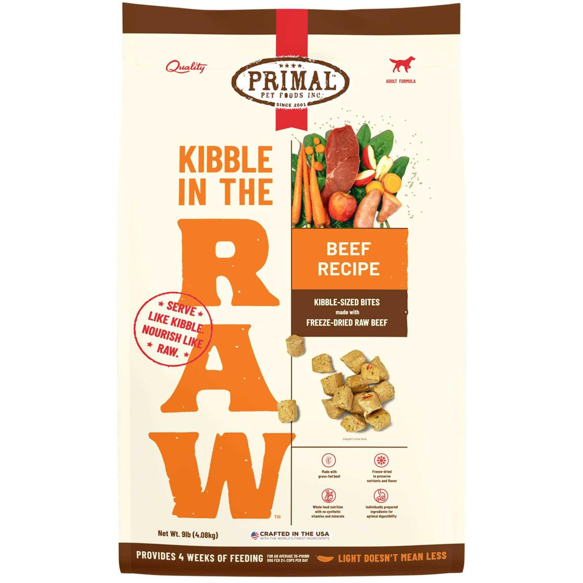 Primal Kibble in The Raw Beef Dog Food B812005