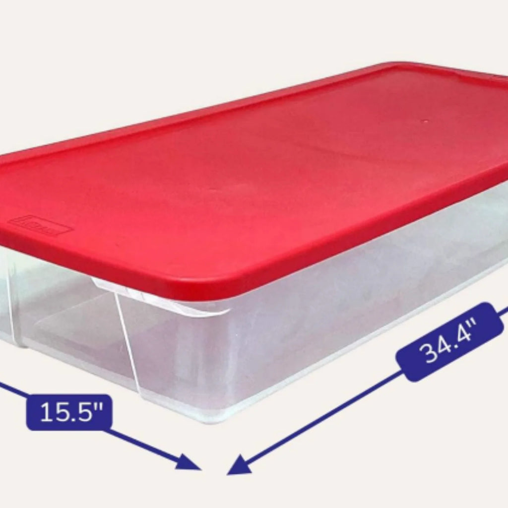 2-Pack Clear Plastic Storage Organizer Bins with Lids, 41 Quart, Red M252526