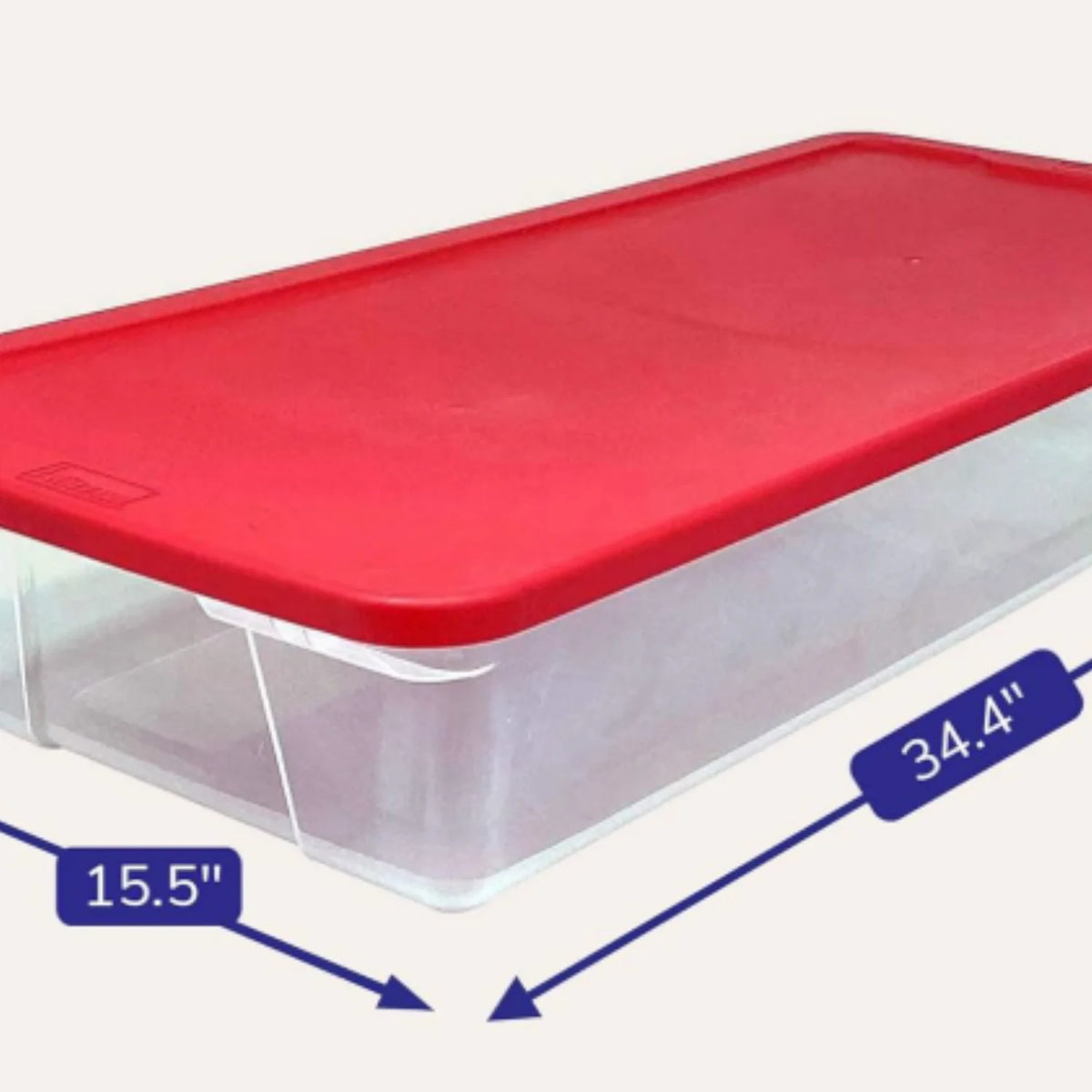 2-Pack Clear Plastic Storage Organizer Bins with Lids, 41 Quart, Red M252526