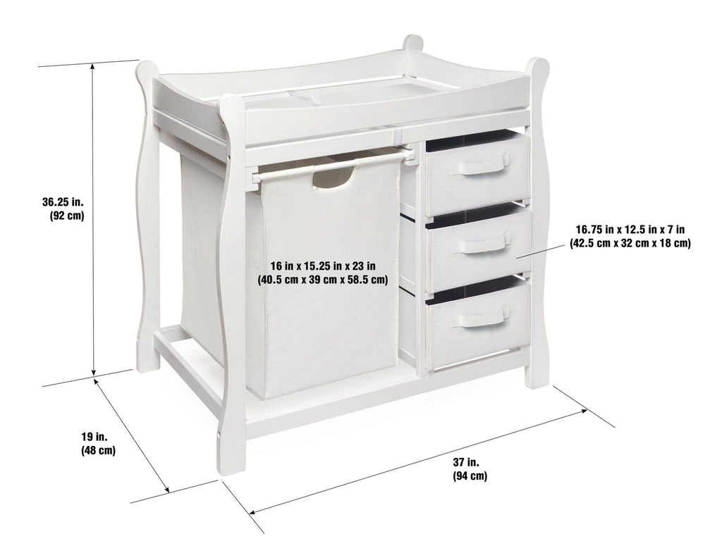 White Changing Table with Hamper and Baskets P843892