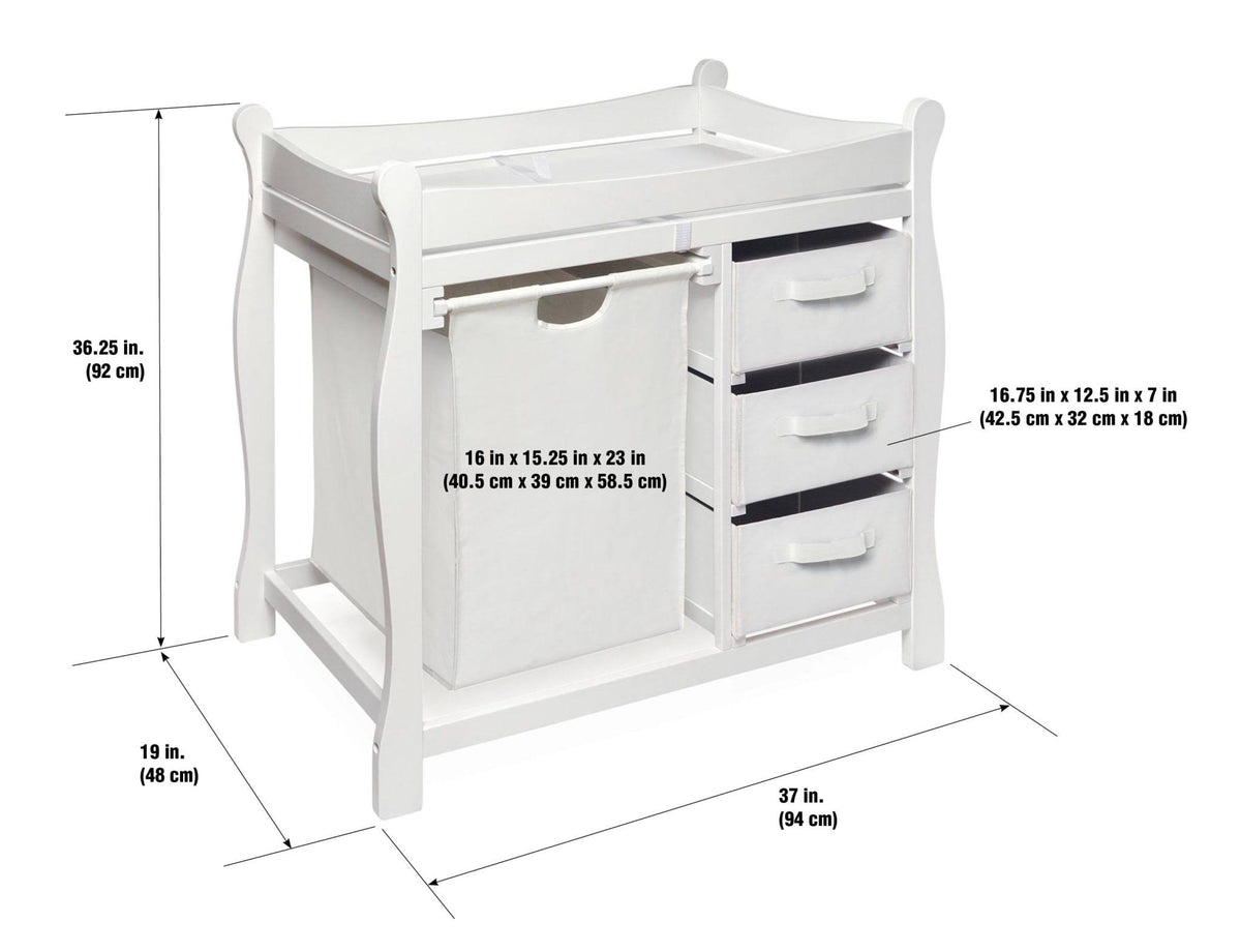 White Changing Table with Hamper and Baskets P843892