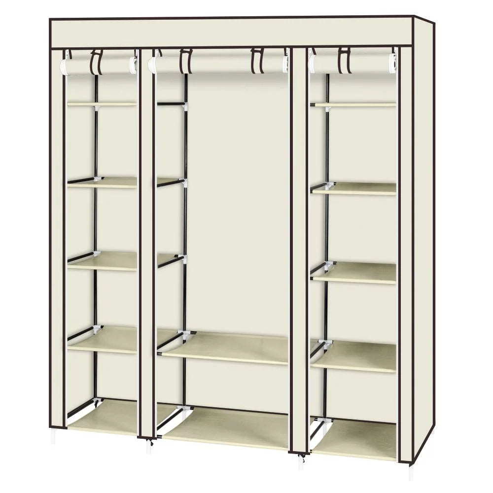 69" Portable Heavy Duty Clothes Closet Wardrobe Storage Organizer P306141