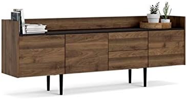 Walnut and Black 2 Drawer 3 Door Sideboard Cabinet U909