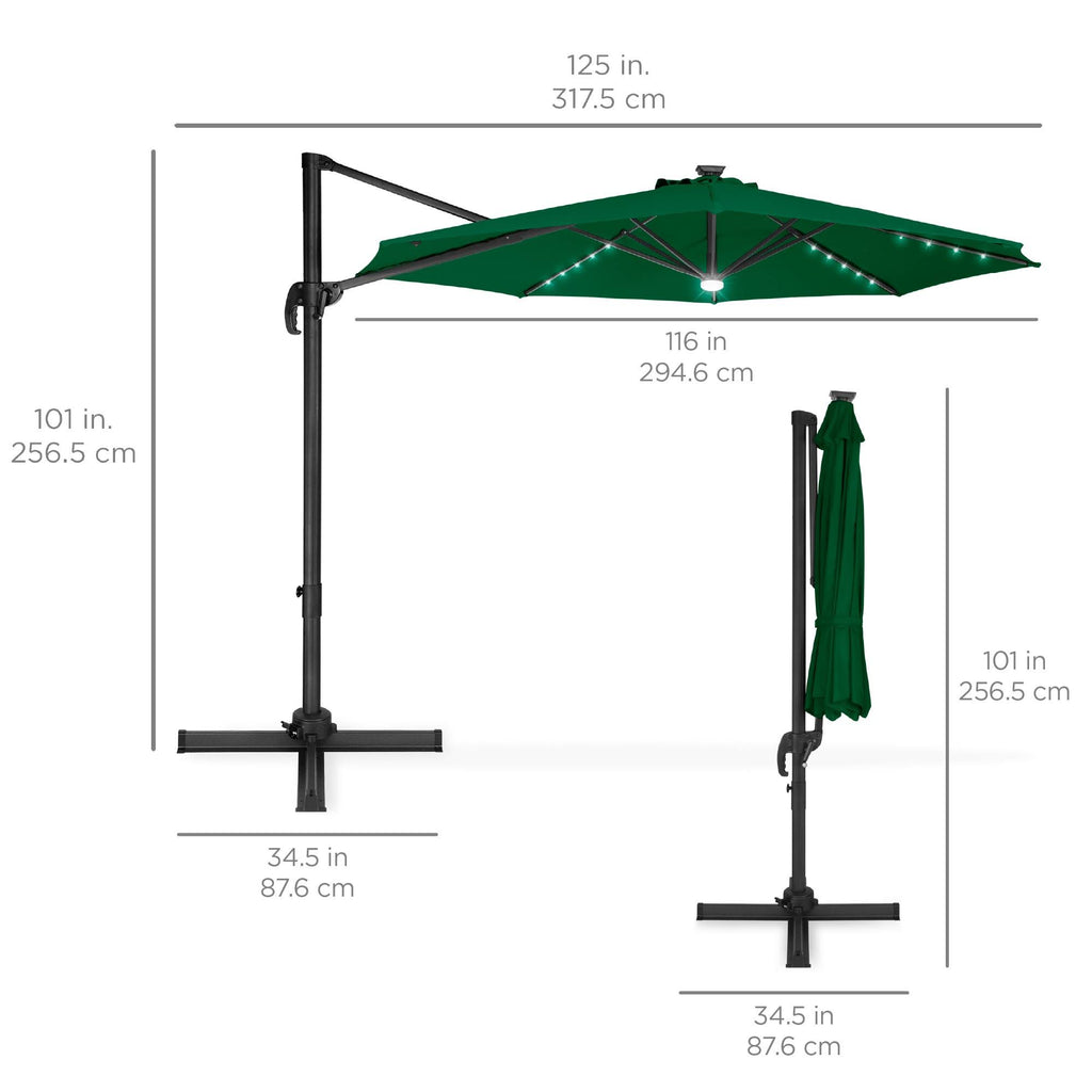 10ft LED Cantilever Offset Hanging Patio Umbrella U5205