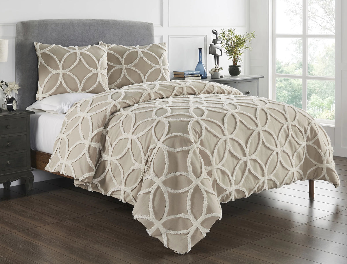 100% Cotton Tufted Chenille Comforter Set Q60833