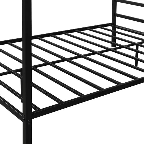 Black Metal Queen Canopy Bed Frame with Headboard C98222