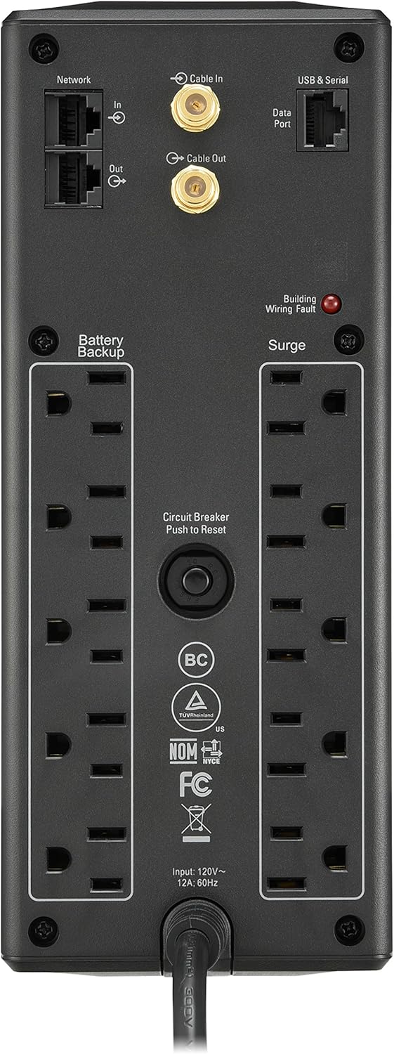 1500VA UPS Battery Backup and Surge Protector V796495
