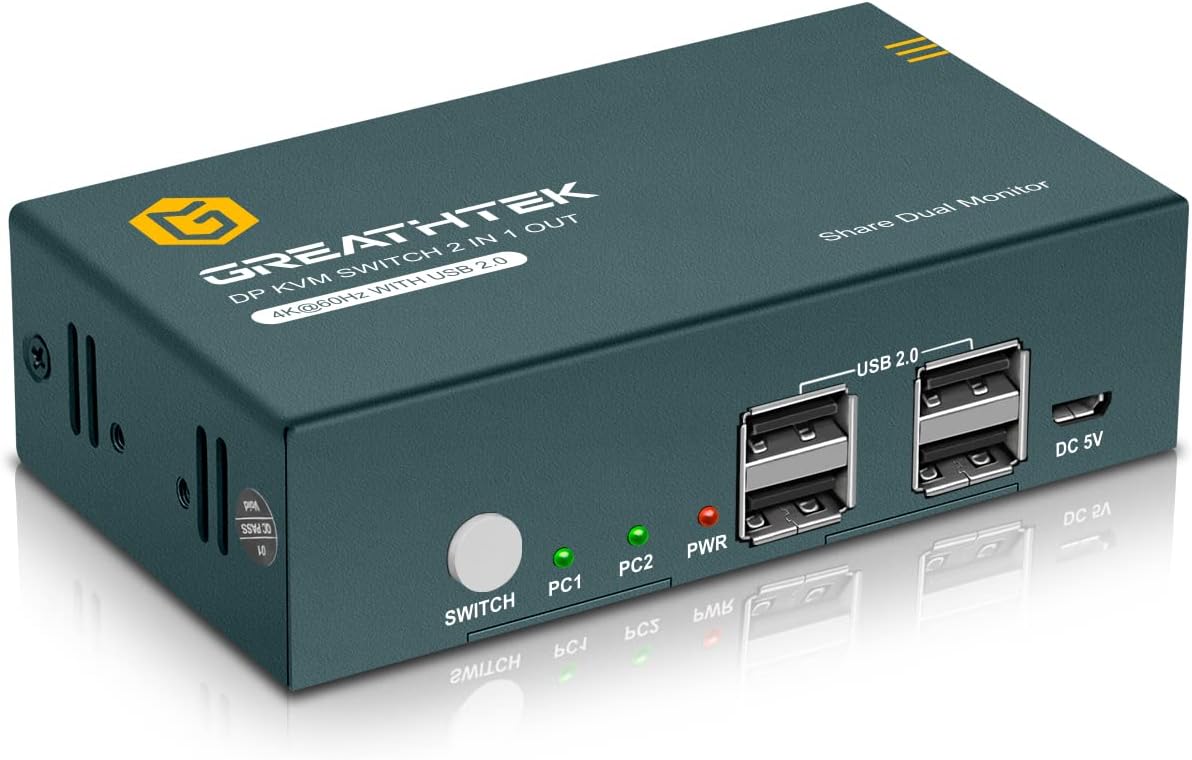 Displayport KVM Switch Dual Monitor 4K@60Hz 4 USB 2.0 Ports P99703