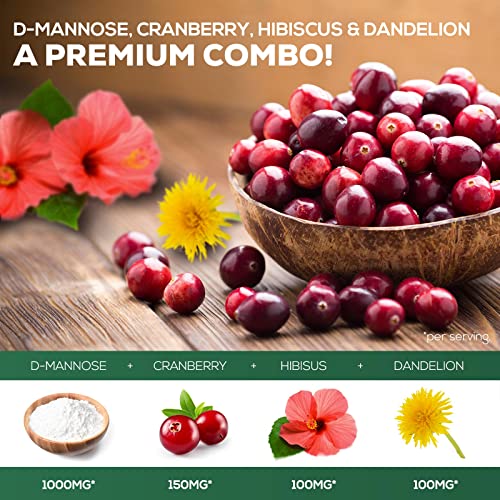 180 Capsules D-Mannose & Cranberry Extract 1350mg D353