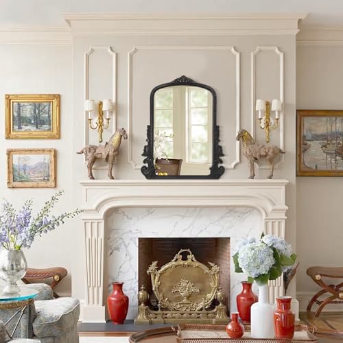 Black Antique Arched Wooden Frame Mirror Z9085