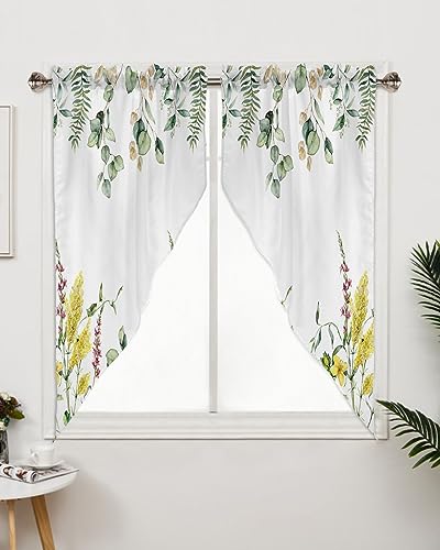 36"x45" Floral Valances Window Curtains 2 Panel Sets H4607
