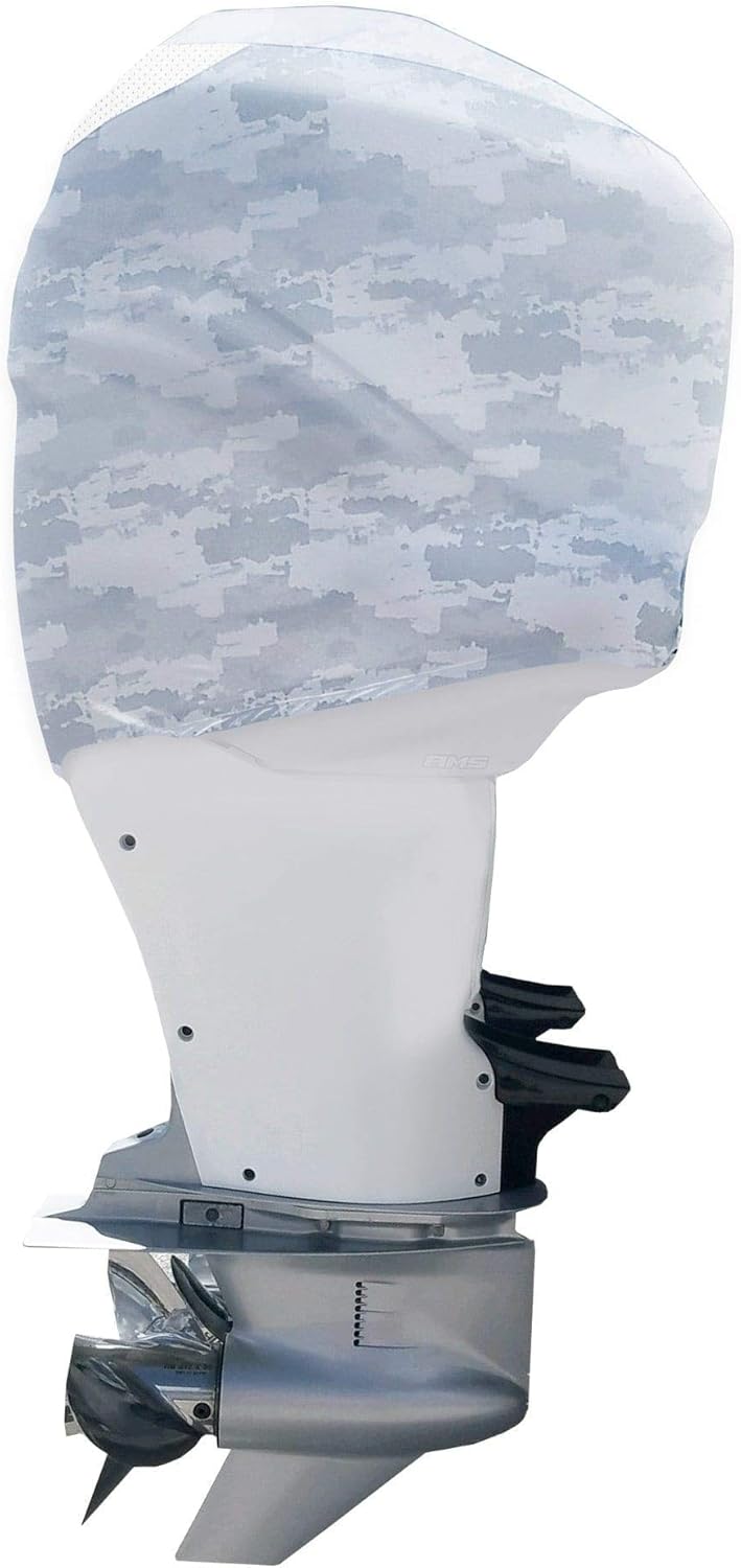 Grey Digital Camo Outboard Motor Cover T7514