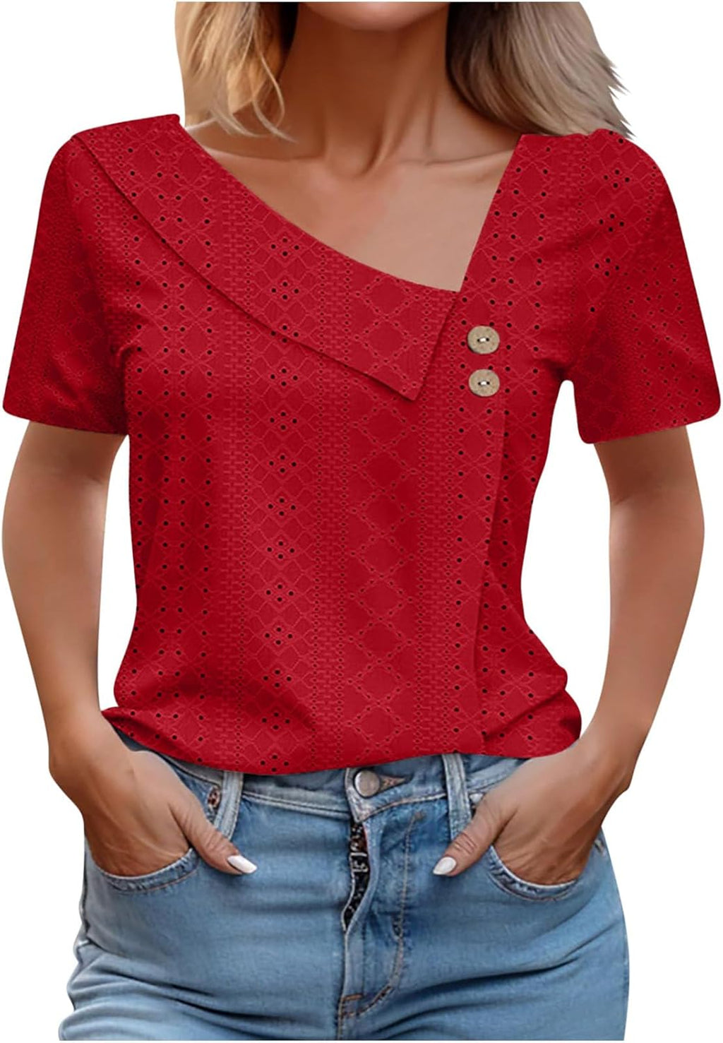V Neck Short Sleeve Tunic Tops J83623