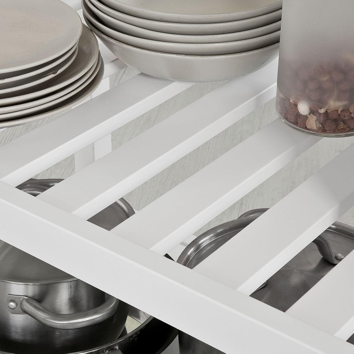 Kitchen Storage Trolley with Rubber Wood & Marble Top X852071