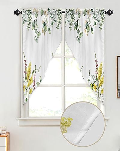 36"x45" Floral Valances Window Curtains 2 Panel Sets H4607