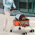 Orange Folding Dog Stroller with 4 Wheels J759641