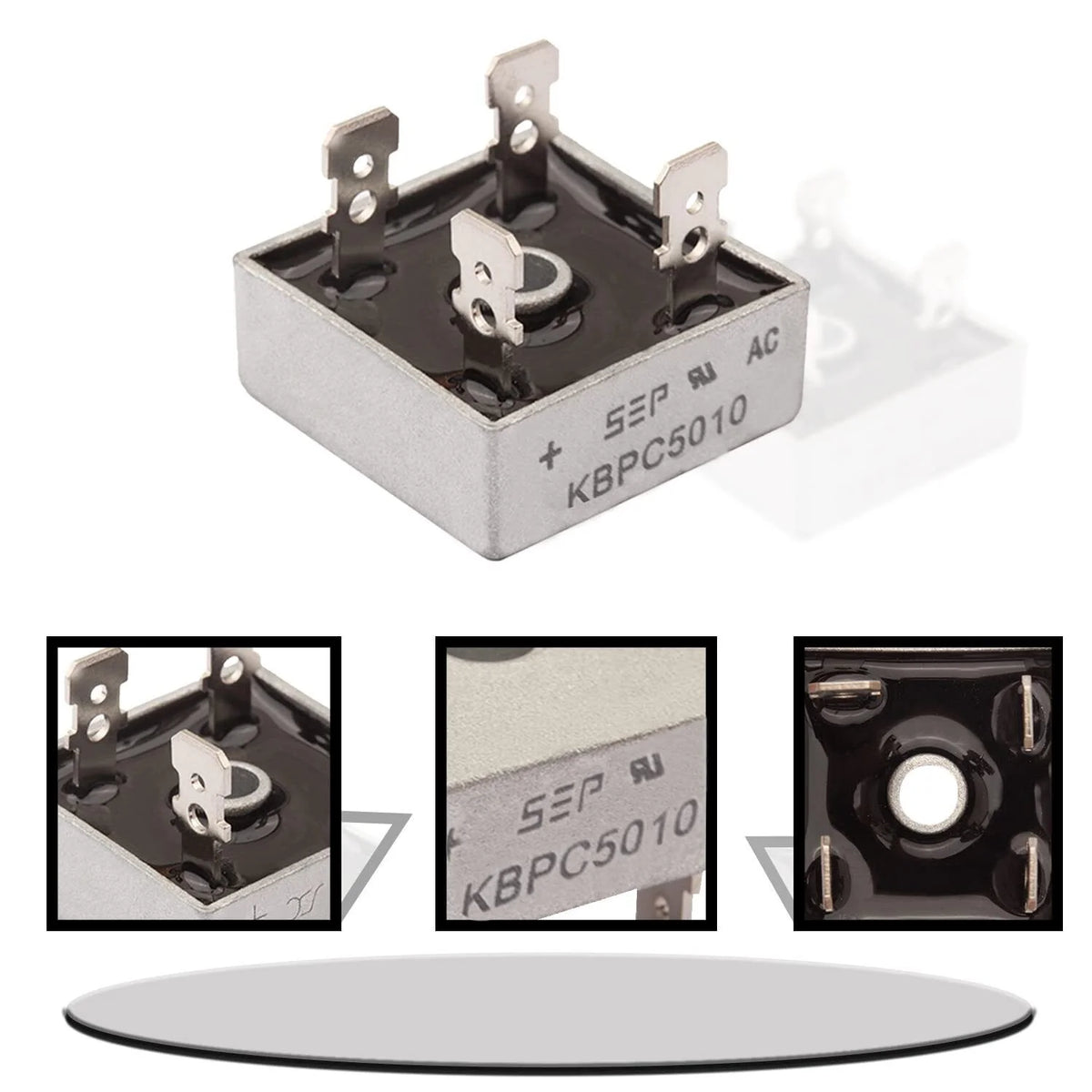 5/10Pcs 1000V 50A Metal Case Single Phase Diode Bridge Rectifier W66428
