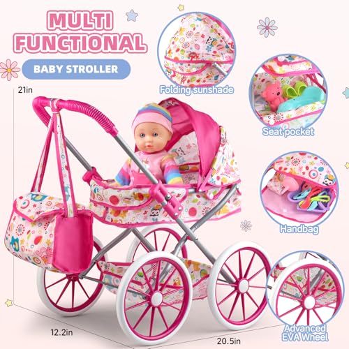 24 PCS Baby Doll Stroller Set with Doll Clothes N799095