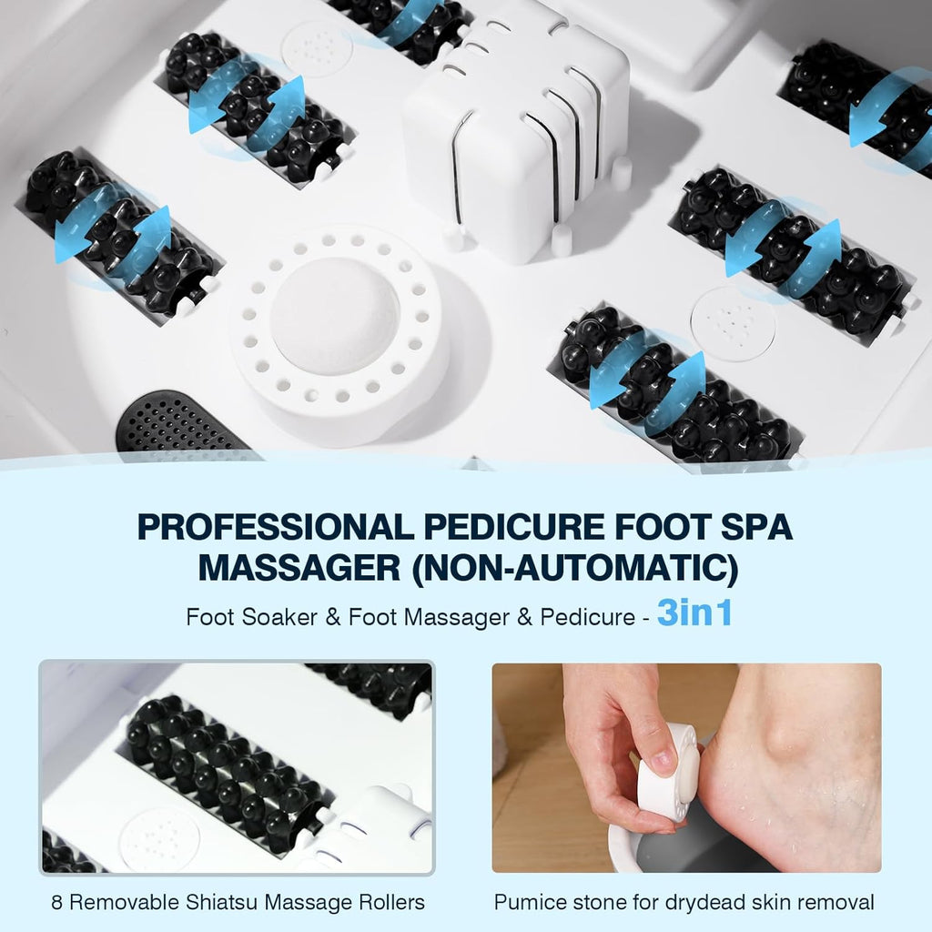 Collapsible Foot Bath with Heat, Bubbles, Massage Rollers, Temperature Control V864