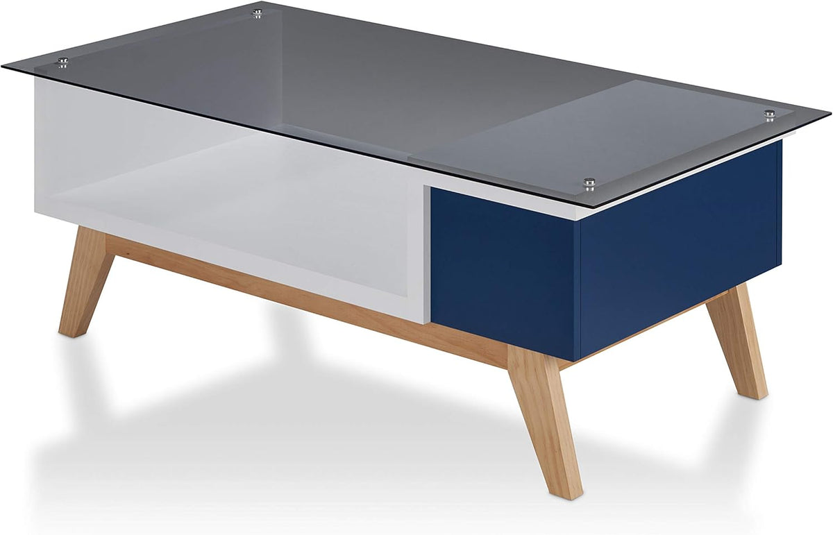 Mid-Century Coffee Table with Glass Top V78357