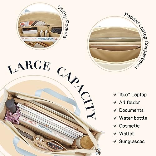 Canvas Laptop Tote Bag 15.6 inch Black Brown O64807