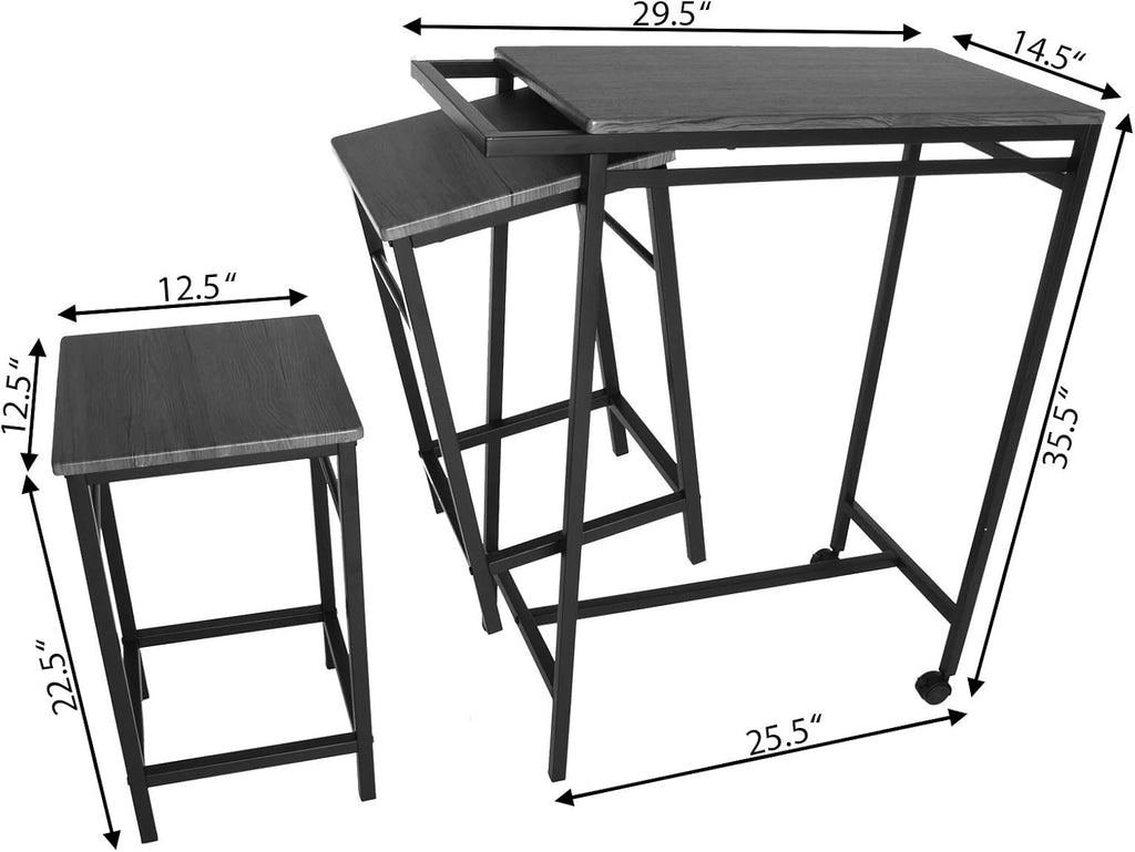 3 Piece Pub Table Set with 2 Stools U899039