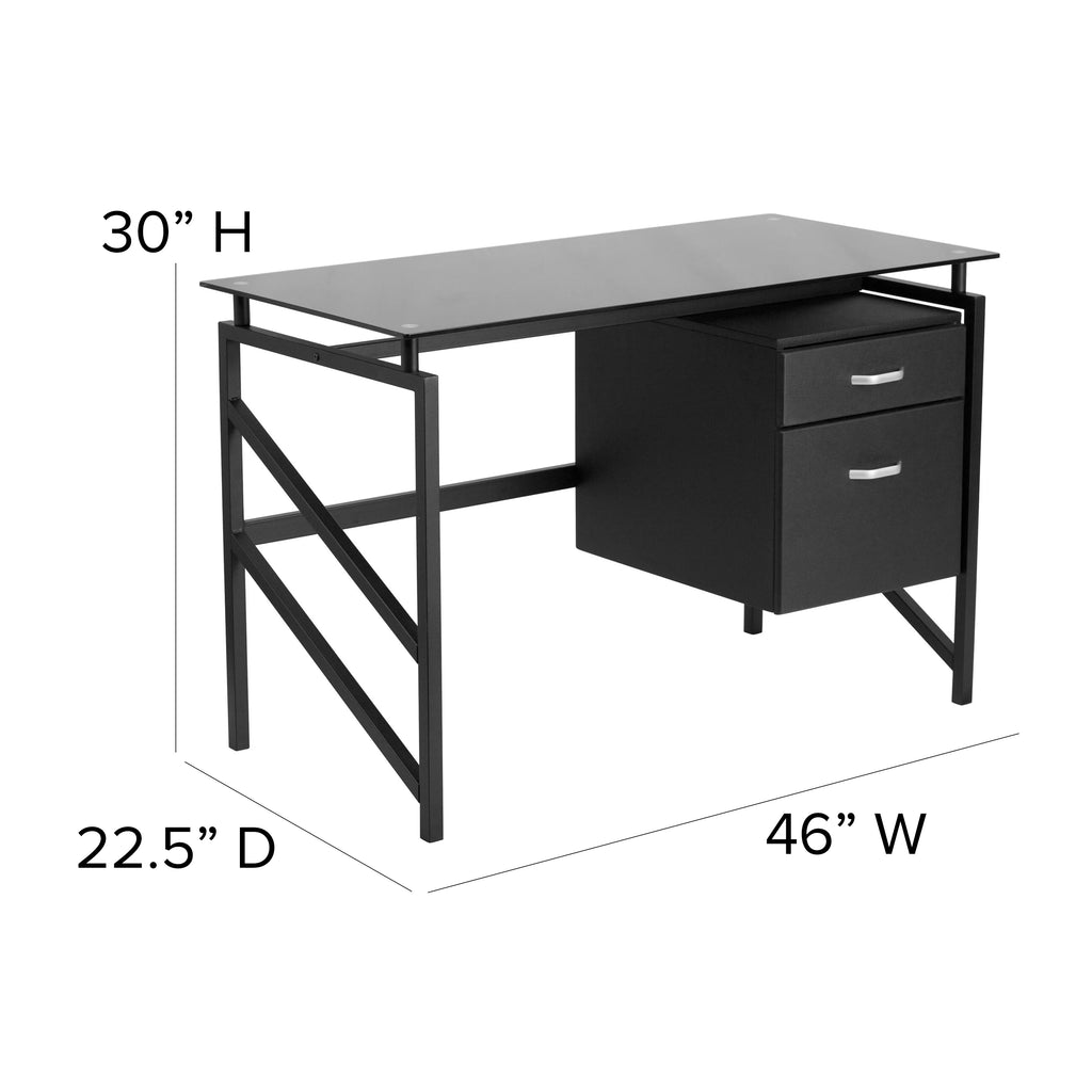 Glass Desk with Two Drawer Pedestal L187715