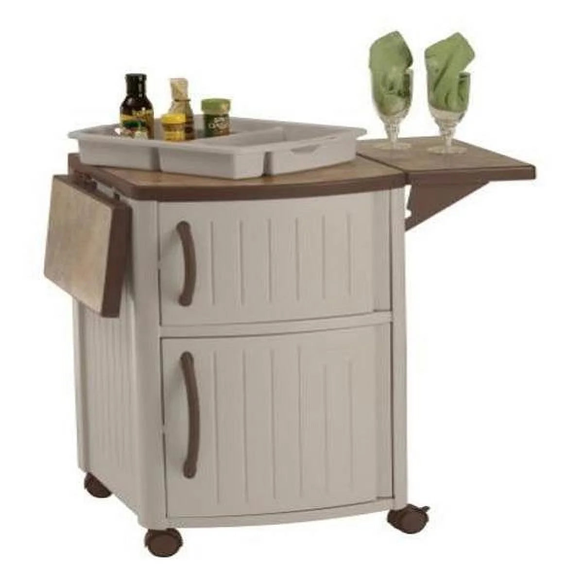 Portable Outdoor Patio Serving Station Table & Cabinet 2 Pack K185