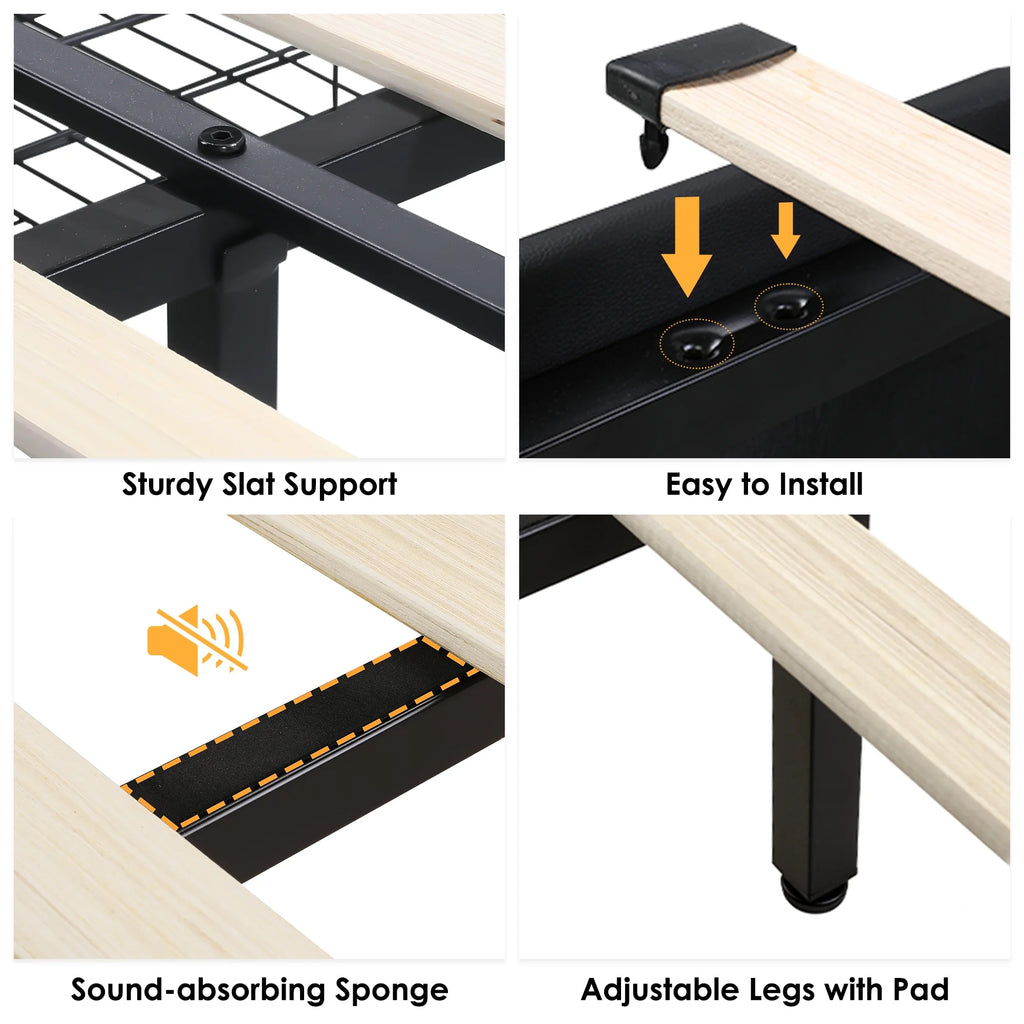 Queen LED Platform Bed Frame with 4 Storage Drawers O45326