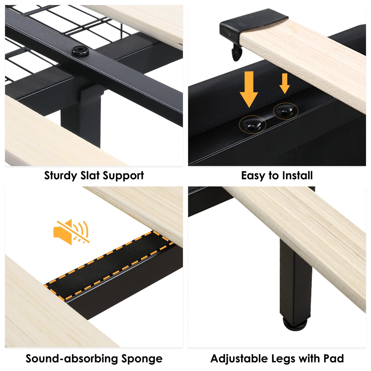 Queen LED Platform Bed Frame with 4 Storage Drawers O45326