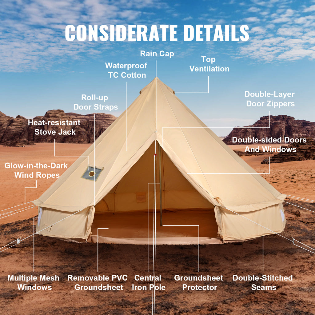 Canvas Bell Tent 4-Season with Stove Jack D820080