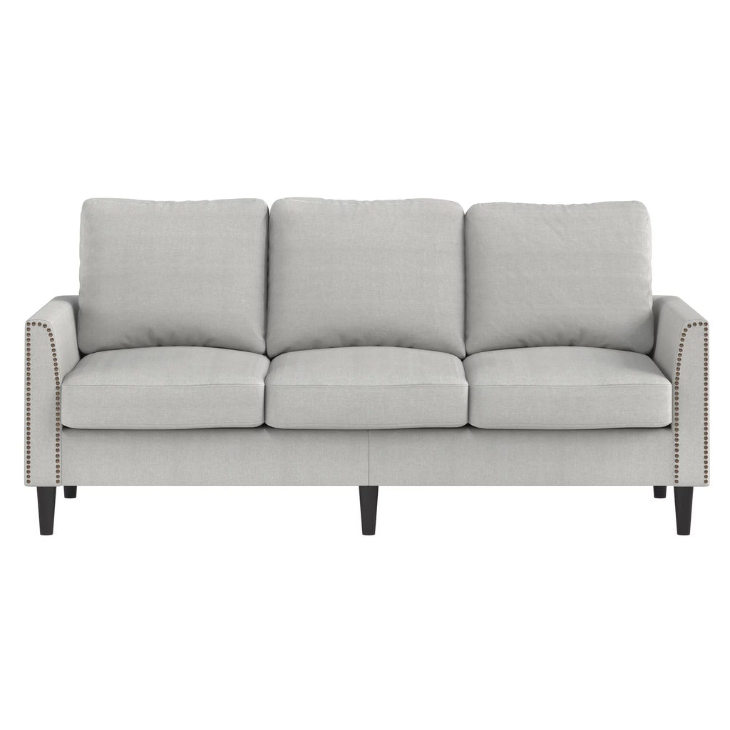 Gray Linen Sofa with Nailhead Trim K6187