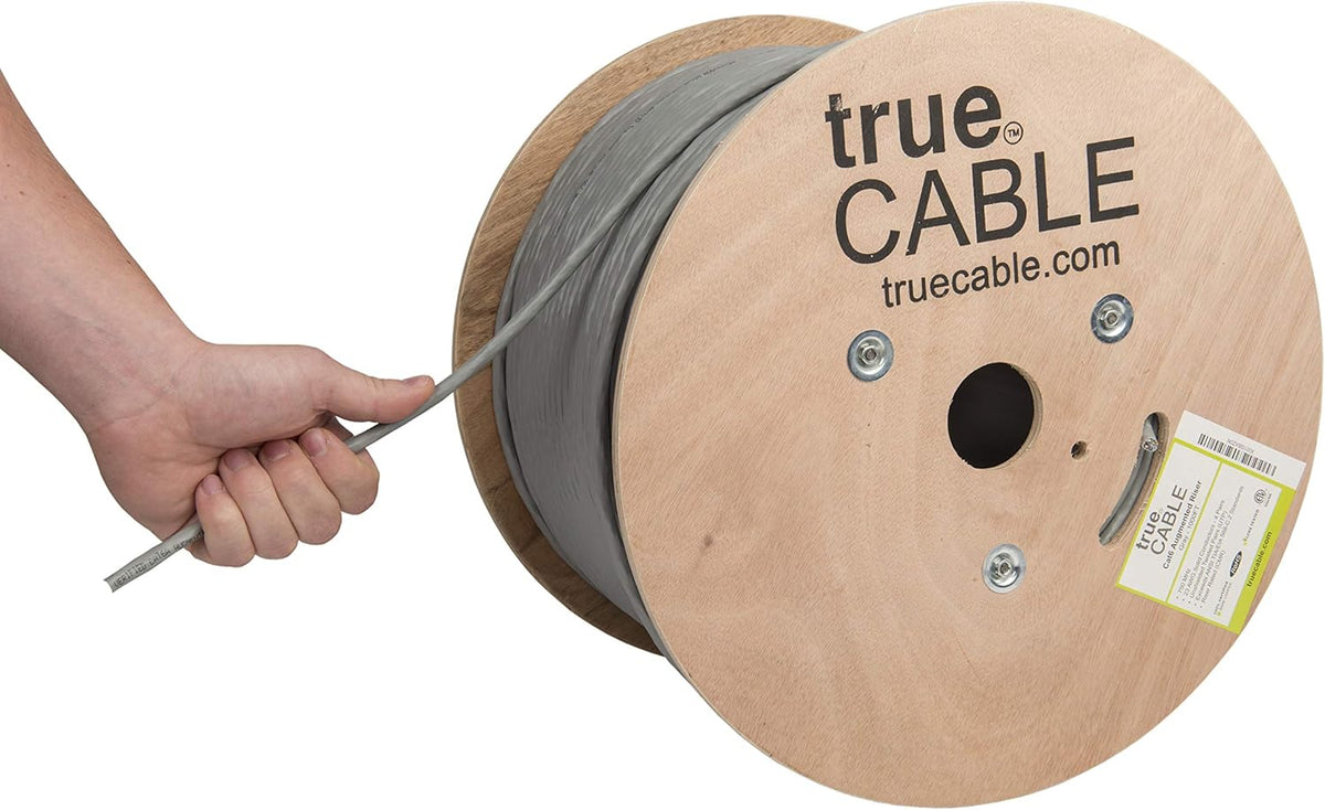 Cat6A Riser 1000ft Yellow 23AWG 4 Pair Solid Bare Copper Bulk Ethernet Cable X934565
