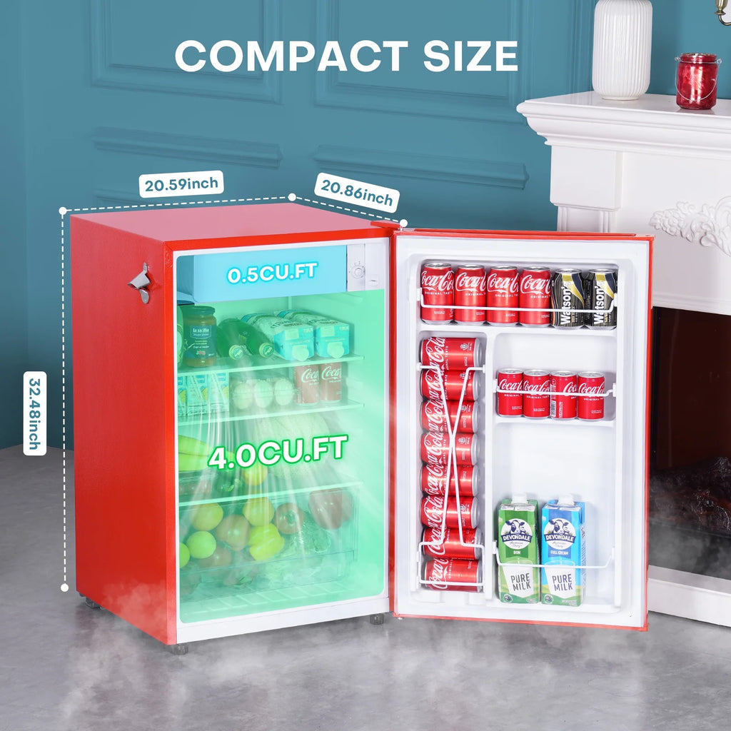 2.5 Cu Ft Retro Compact Refrigerator Mini Fridge with Freezer Q972176