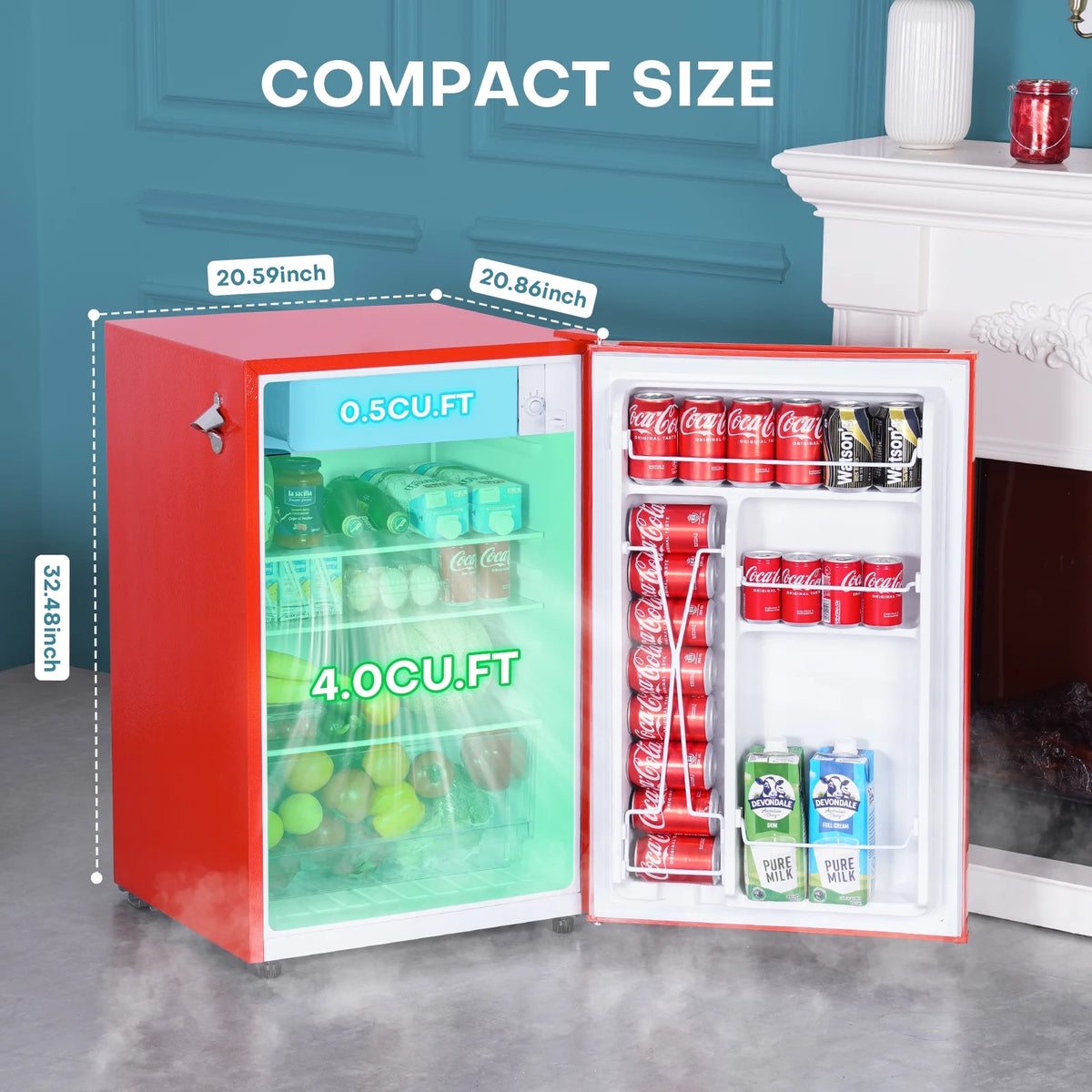 2.5 Cu Ft Retro Compact Refrigerator Mini Fridge with Freezer Q972176