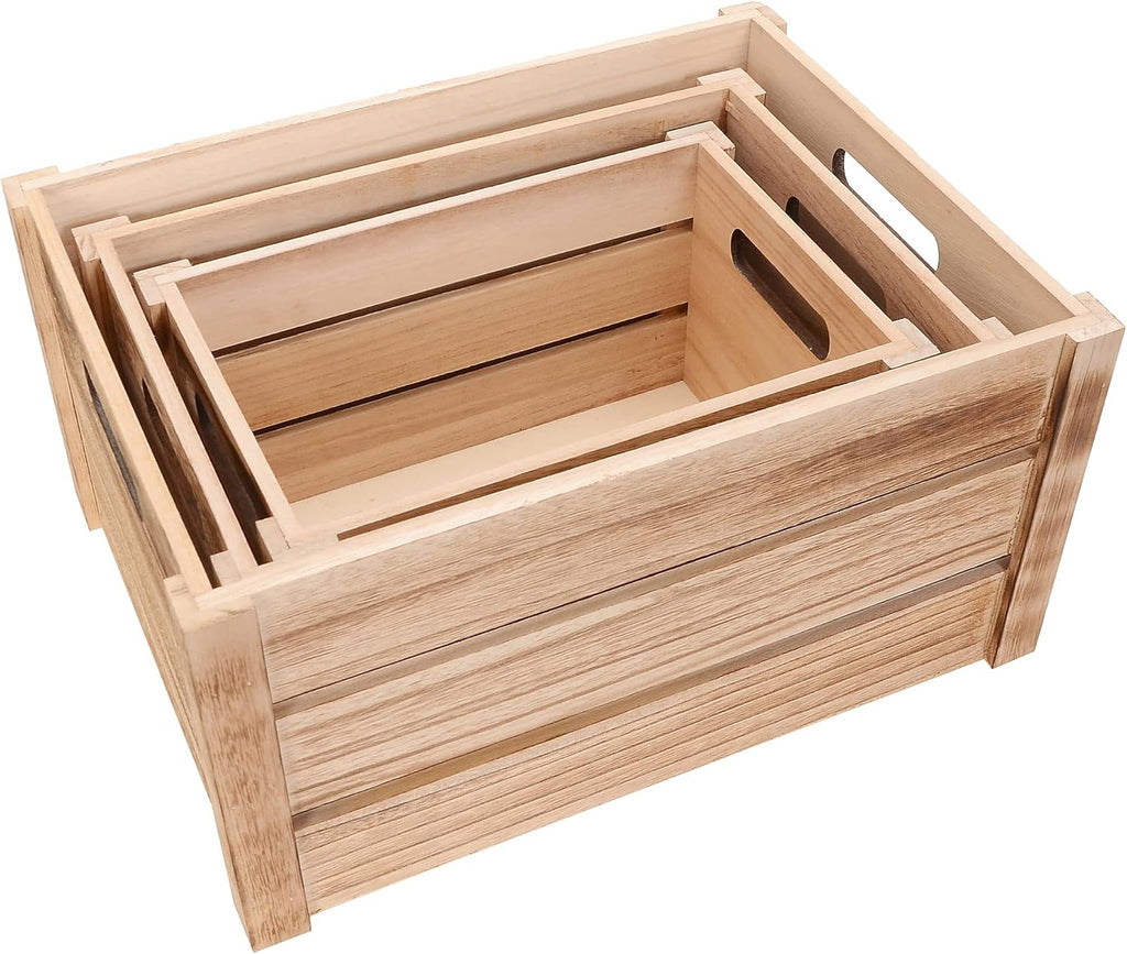 Natural Wooden Storage Nesting Crate Set, Pack of 2 O223940