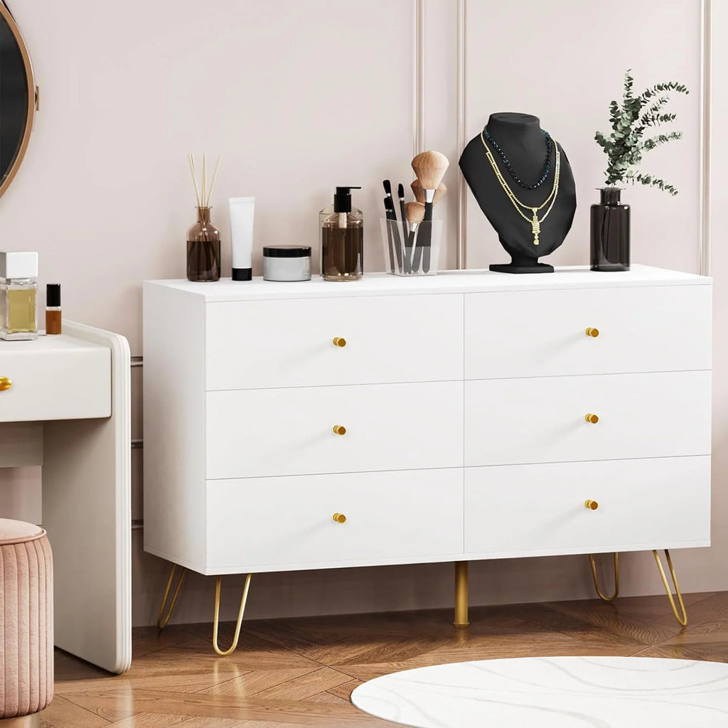 White 6 Drawer Dresser O958